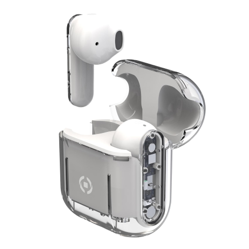 CELLY SHEERWH AURICOLARI TRUE WIRELESS SUMMER COLLECTION CUSTODIA PER LA RICARICA DESIGN TRASPARENTE BIANCO